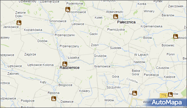 mapa Gruszów gmina Pałecznica, Gruszów gmina Pałecznica na mapie Targeo