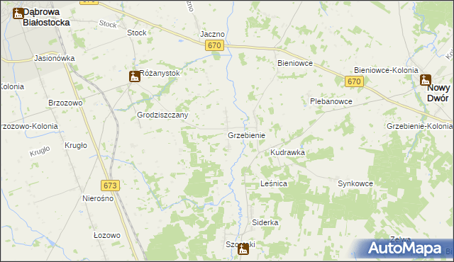 mapa Grzebienie, Grzebienie na mapie Targeo