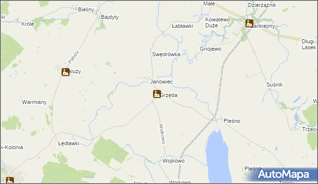 mapa Grzęda gmina Bisztynek, Grzęda gmina Bisztynek na mapie Targeo