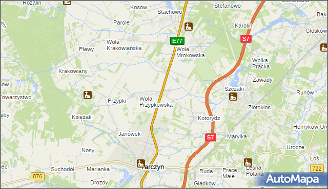 mapa Grzędy gmina Tarczyn, Grzędy gmina Tarczyn na mapie Targeo