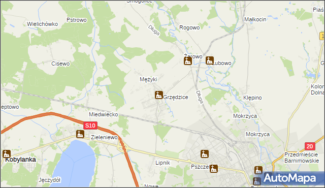 mapa Grzędzice, Grzędzice na mapie Targeo