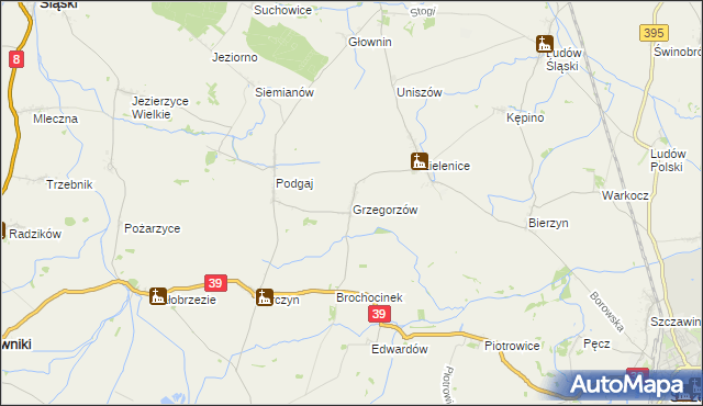 mapa Grzegorzów gmina Kondratowice, Grzegorzów gmina Kondratowice na mapie Targeo