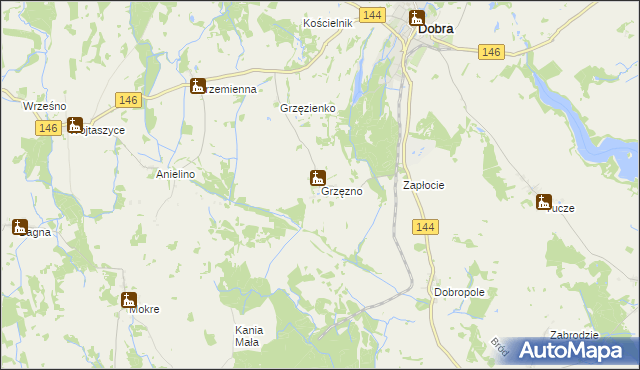 mapa Grzęzno, Grzęzno na mapie Targeo