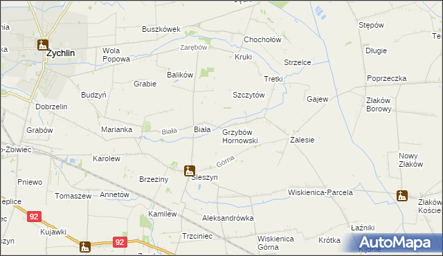 mapa Grzybów Hornowski, Grzybów Hornowski na mapie Targeo