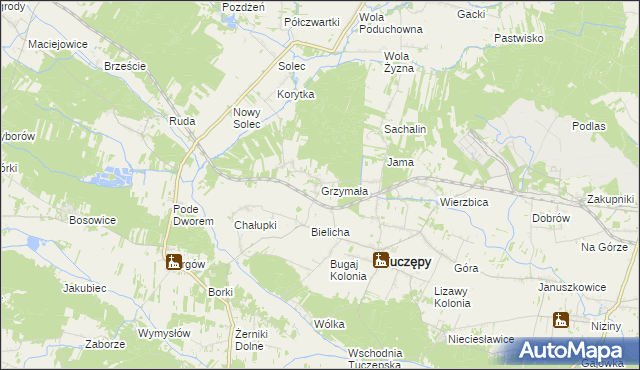 mapa Grzymała, Grzymała na mapie Targeo