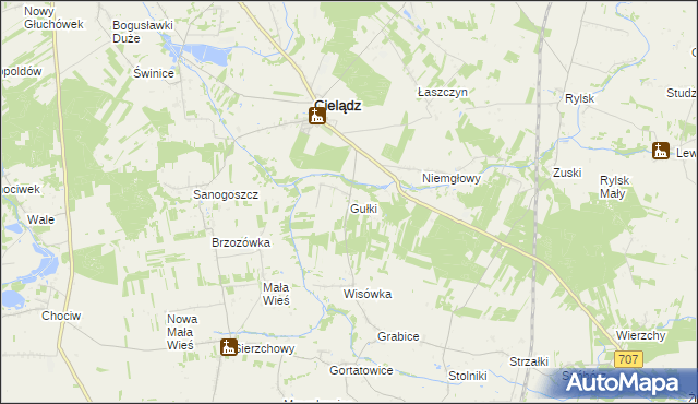 mapa Gułki, Gułki na mapie Targeo