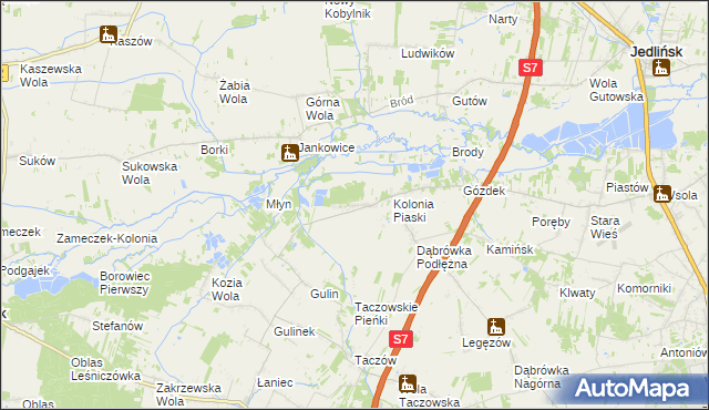 mapa Gustawów gmina Zakrzew, Gustawów gmina Zakrzew na mapie Targeo