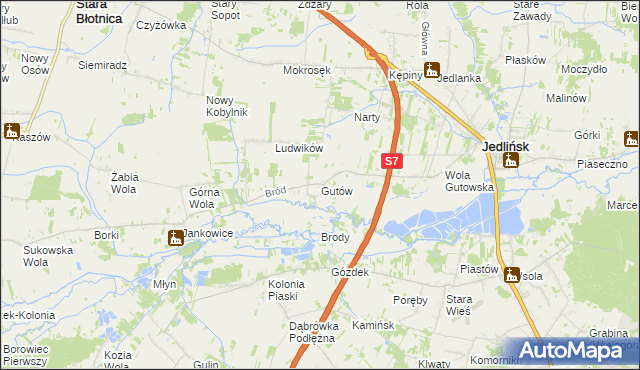 mapa Gutów gmina Jedlińsk, Gutów gmina Jedlińsk na mapie Targeo