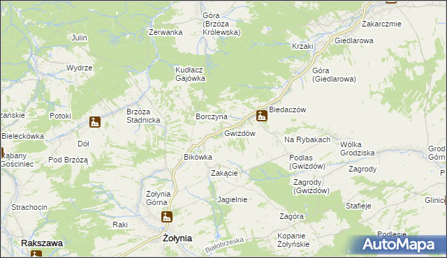 mapa Gwizdów gmina Leżajsk, Gwizdów gmina Leżajsk na mapie Targeo