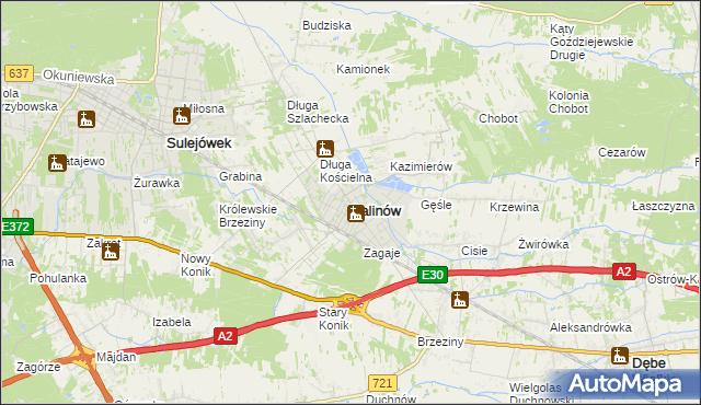 mapa Halinów powiat miński, Halinów powiat miński na mapie Targeo