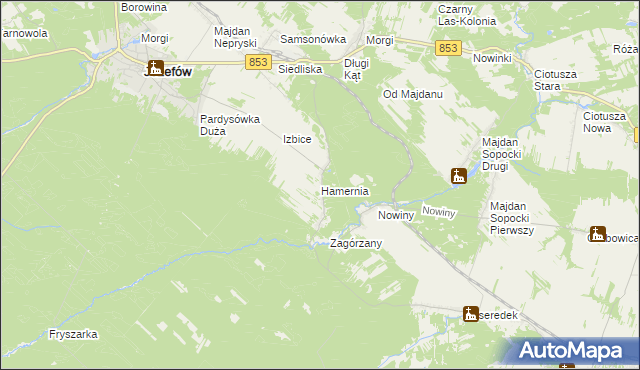 mapa Hamernia gmina Józefów, Hamernia gmina Józefów na mapie Targeo