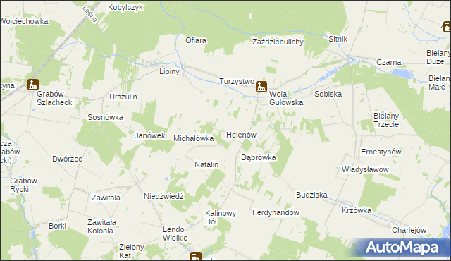 mapa Helenów gmina Adamów, Helenów gmina Adamów na mapie Targeo