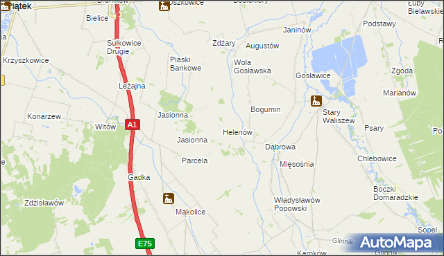 mapa Helenów gmina Głowno, Helenów gmina Głowno na mapie Targeo