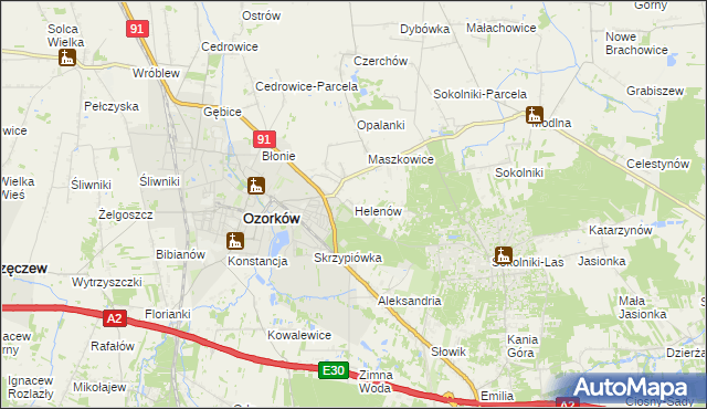mapa Helenów gmina Ozorków, Helenów gmina Ozorków na mapie Targeo