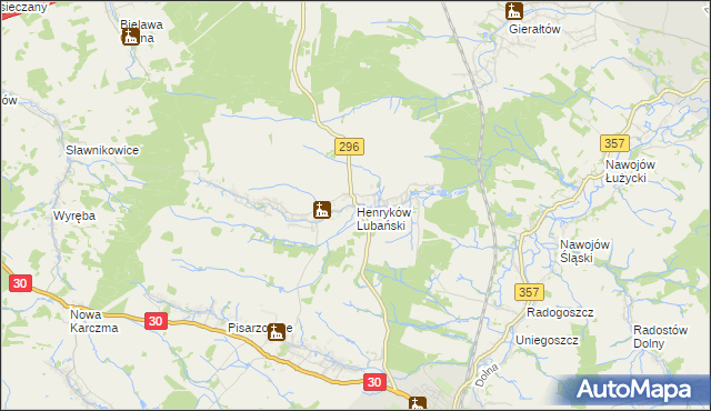 mapa Henryków Lubański, Henryków Lubański na mapie Targeo