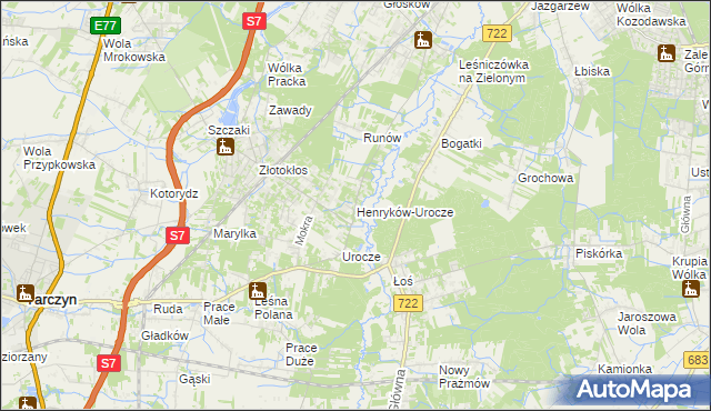 mapa Henryków-Urocze, Henryków-Urocze na mapie Targeo