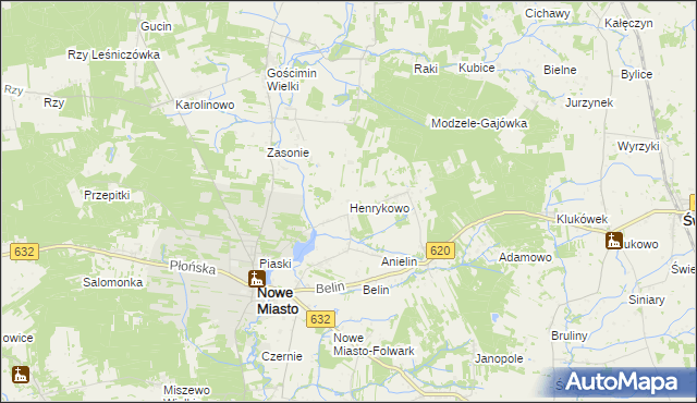 mapa Henrykowo gmina Nowe Miasto, Henrykowo gmina Nowe Miasto na mapie Targeo