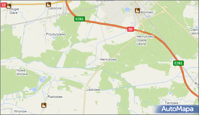 mapa Henrykowo gmina Święciechowa, Henrykowo gmina Święciechowa na mapie Targeo