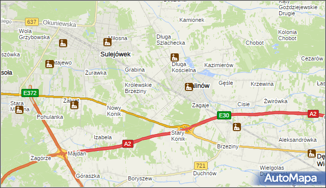 mapa Hipolitów gmina Halinów, Hipolitów gmina Halinów na mapie Targeo