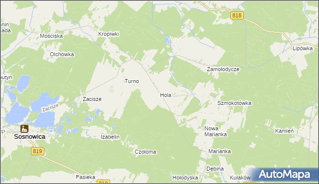 mapa Hola gmina Stary Brus, Hola gmina Stary Brus na mapie Targeo