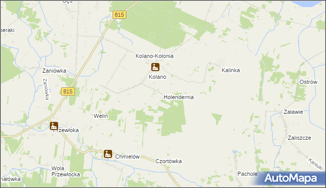 mapa Holendernia gmina Jabłoń, Holendernia gmina Jabłoń na mapie Targeo