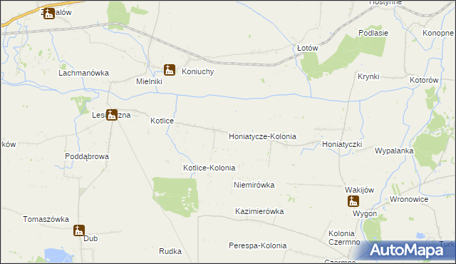 mapa Honiatycze-Kolonia, Honiatycze-Kolonia na mapie Targeo