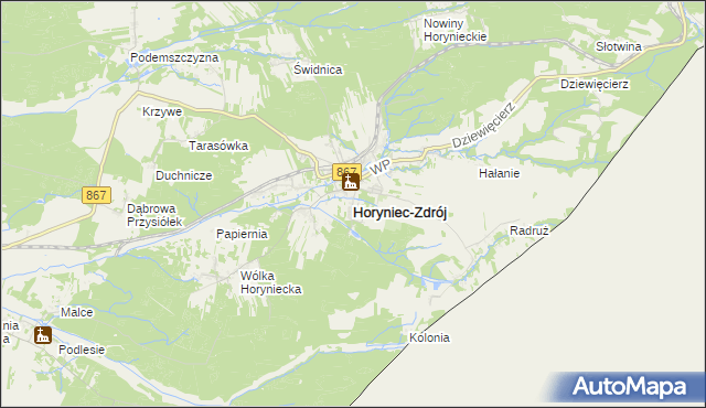 mapa Horyniec-Zdrój, Horyniec-Zdrój na mapie Targeo