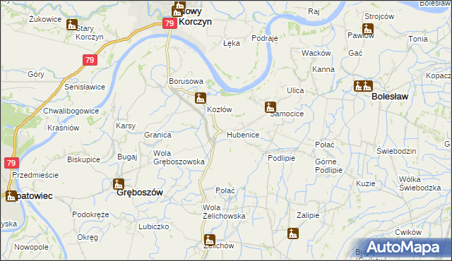 mapa Hubenice, Hubenice na mapie Targeo