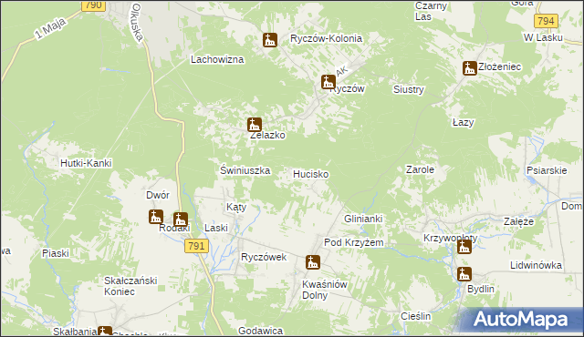 mapa Hucisko gmina Klucze, Hucisko gmina Klucze na mapie Targeo