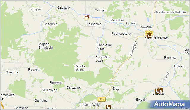 mapa Huszczka Duża, Huszczka Duża na mapie Targeo