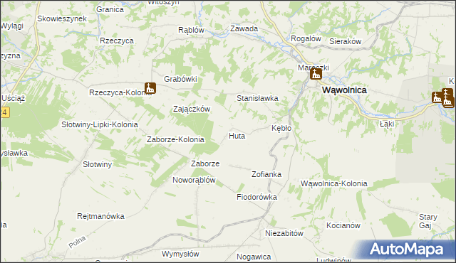 mapa Huta gmina Wąwolnica, Huta gmina Wąwolnica na mapie Targeo