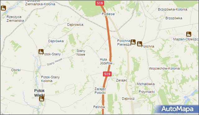 mapa Huta Józefów, Huta Józefów na mapie Targeo