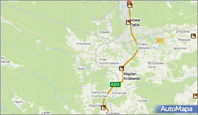 mapa Huta Komorowska, Huta Komorowska na mapie Targeo