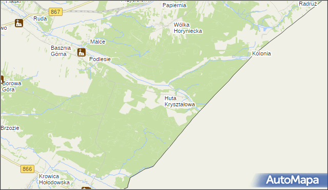 mapa Huta Kryształowa, Huta Kryształowa na mapie Targeo