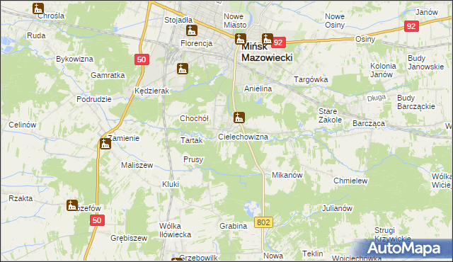 mapa Huta Mińska, Huta Mińska na mapie Targeo