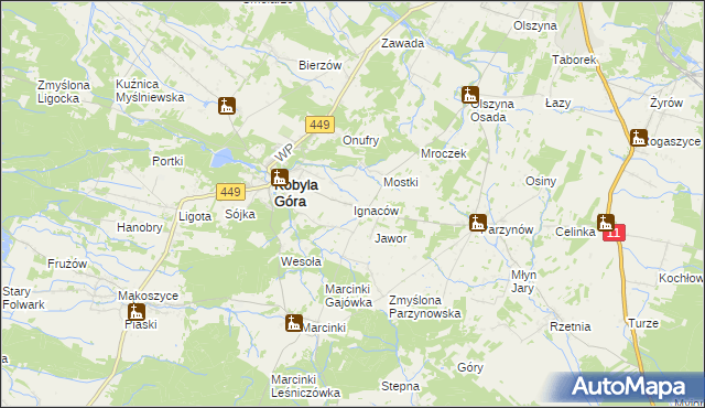 mapa Ignaców gmina Kobyla Góra, Ignaców gmina Kobyla Góra na mapie Targeo