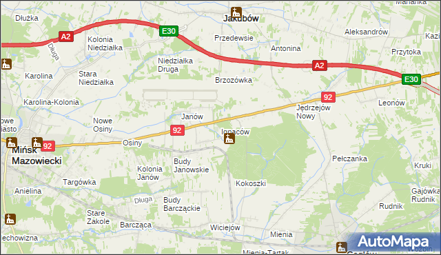 mapa Ignaców gmina Mińsk Mazowiecki, Ignaców gmina Mińsk Mazowiecki na mapie Targeo