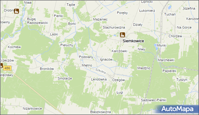 mapa Ignaców gmina Siemkowice, Ignaców gmina Siemkowice na mapie Targeo