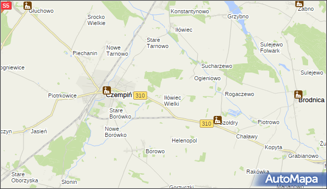 mapa Iłówiec Wielki, Iłówiec Wielki na mapie Targeo