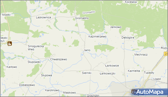 mapa Iwno gmina Kcynia, Iwno gmina Kcynia na mapie Targeo