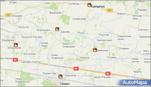mapa Izbiska gmina Teresin, Izbiska gmina Teresin na mapie Targeo