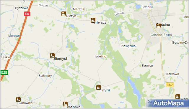 mapa Izdebno gmina Siemyśl, Izdebno gmina Siemyśl na mapie Targeo