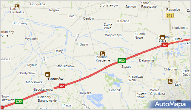 mapa Izdebno Kościelne, Izdebno Kościelne na mapie Targeo