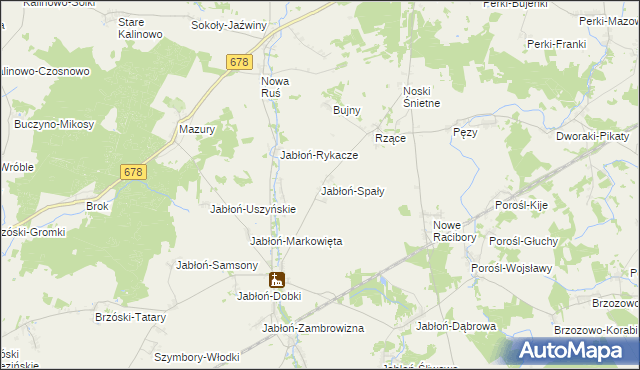 mapa Jabłoń-Spały, Jabłoń-Spały na mapie Targeo