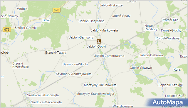 mapa Jabłoń-Zambrowizna, Jabłoń-Zambrowizna na mapie Targeo