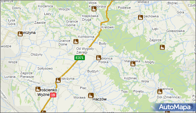 mapa Jabłonica Polska, Jabłonica Polska na mapie Targeo