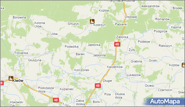 mapa Jabłonna gmina Wyśmierzyce, Jabłonna gmina Wyśmierzyce na mapie Targeo