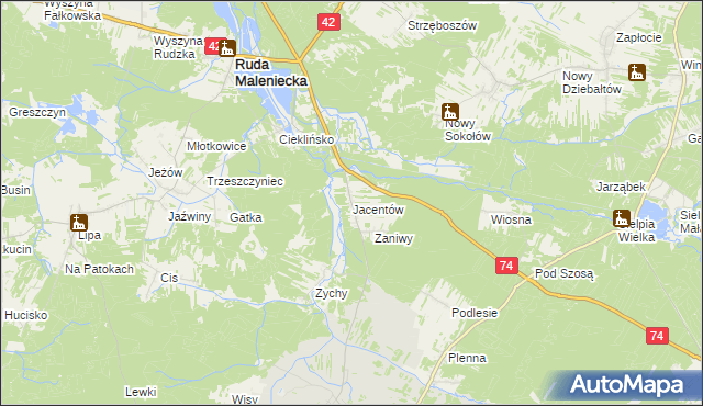 mapa Jacentów, Jacentów na mapie Targeo