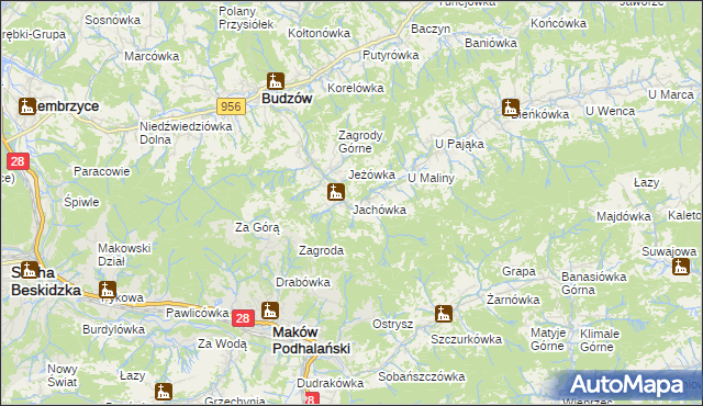 mapa Jachówka, Jachówka na mapie Targeo