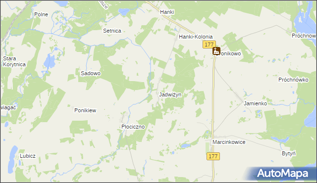 mapa Jadwiżyn gmina Mirosławiec, Jadwiżyn gmina Mirosławiec na mapie Targeo